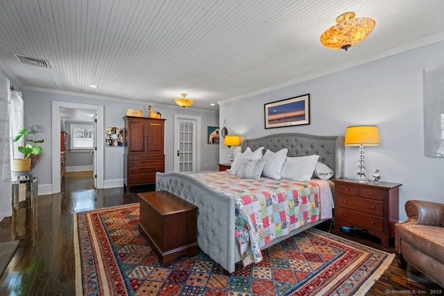 101 N Main St, Essex, CT 06426 - bedroom featuring visible vents, crown molding, and dark wood-type flooring