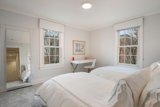 2 Mead St Unit 20, New Canaan, CT 06840 - bedroom featuring carpet flooring, crown molding, and baseboards