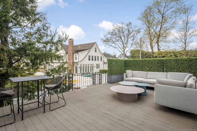 2 Mead St Unit 20, New Canaan, CT 06840 - wooden deck featuring an outdoor living space