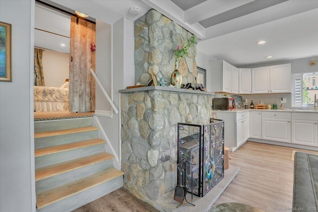 538 Winthrop Rd Unit 5, Deep River, CT 06417 - stairs with wood finished floors and recessed lighting