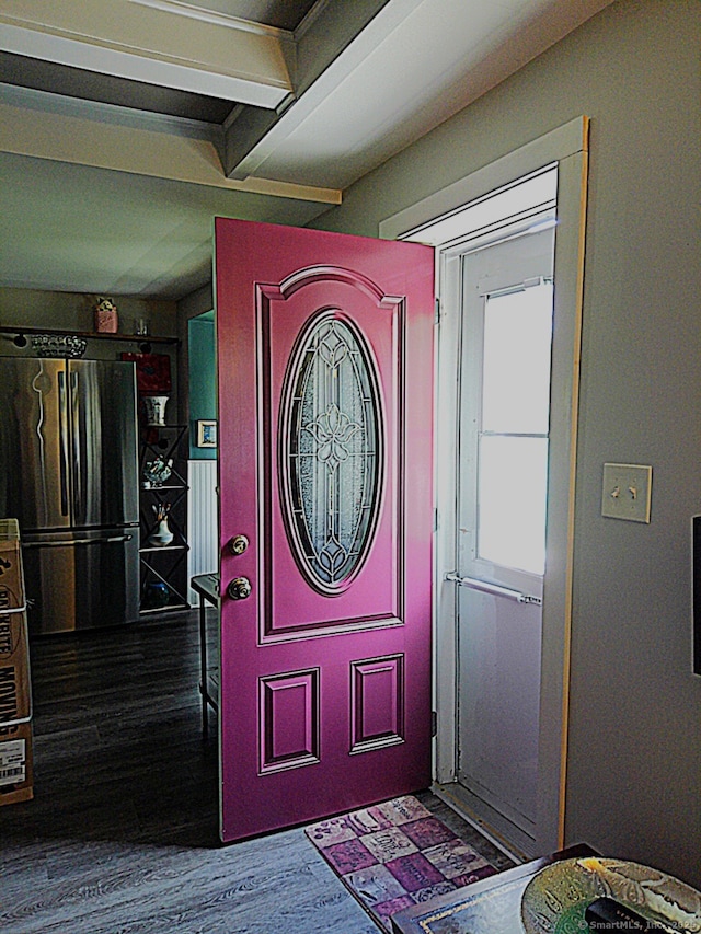 538 Winthrop Rd Unit 5, Deep River, CT 06417 - foyer entrance featuring wood finished floors and beamed ceiling