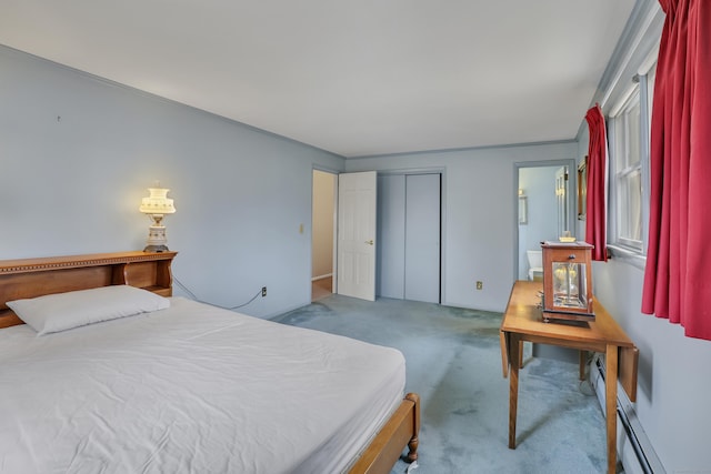 carpeted bedroom featuring a closet