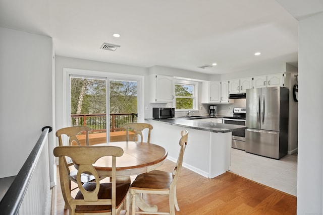 2 Goodhill Rd, New Milford, CT 06776 - kitchen featuring white cabinetry, stainless steel appliances, a peninsula, and a sink