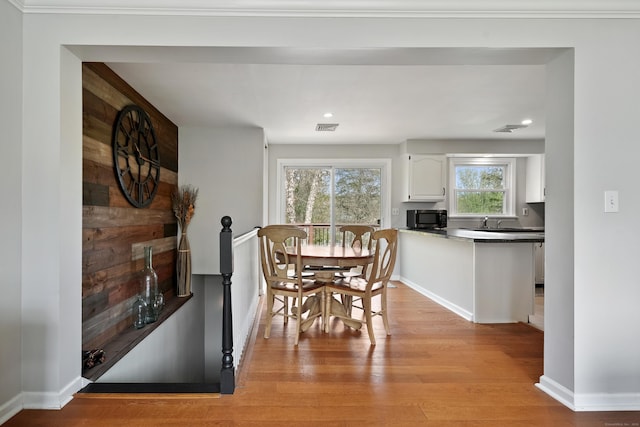 2 Goodhill Rd, New Milford, CT 06776 - dining area featuring light wood finished floors, recessed lighting, visible vents, and baseboards