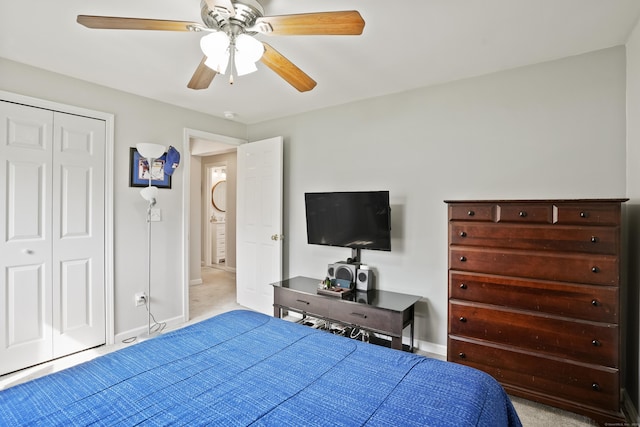 2 Goodhill Rd, New Milford, CT 06776 - bedroom with baseboards, ceiling fan, carpet floors, and a closet