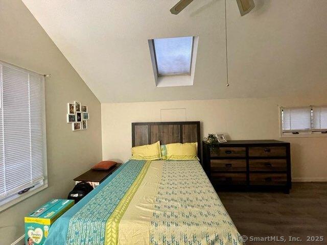 190 Main St Apt D, Manchester, CT 06042 - bedroom featuring vaulted ceiling, a skylight, and wood finished floors