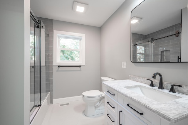 43 Moose Hill Rd, Trumbull, CT 06611 - full bathroom featuring vanity, toilet, an enclosed shower, and baseboards