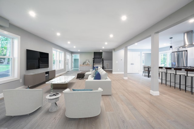 43 Moose Hill Rd, Trumbull, CT 06611 - living room with light wood-style floors, plenty of natural light, and recessed lighting