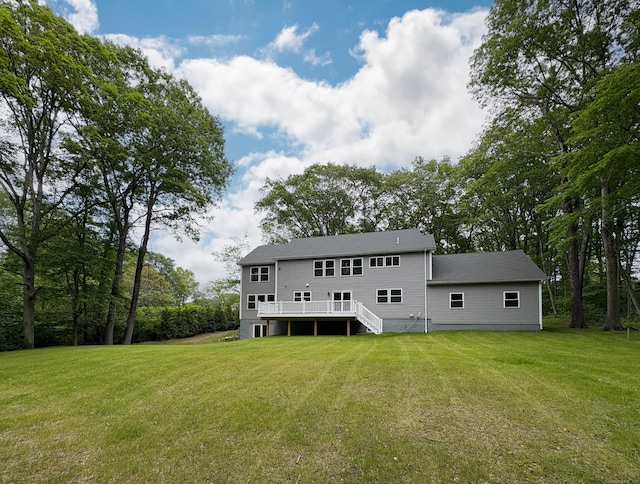 43 Moose Hill Rd, Trumbull, CT 06611 - back of house with a lawn and a deck