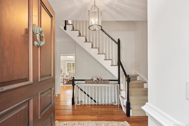 6 Wahackme Ln, New Canaan, CT 06840 - foyer entrance featuring stairs and wood finished floors