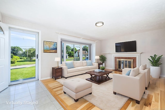 31 Mountain View Dr, Rocky Hill, CT 06067 - living area featuring light tile patterned flooring and a fireplace