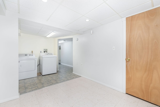 31 Mountain View Dr, Rocky Hill, CT 06067 - washroom featuring washer and clothes dryer, tile patterned floors, and recessed lighting