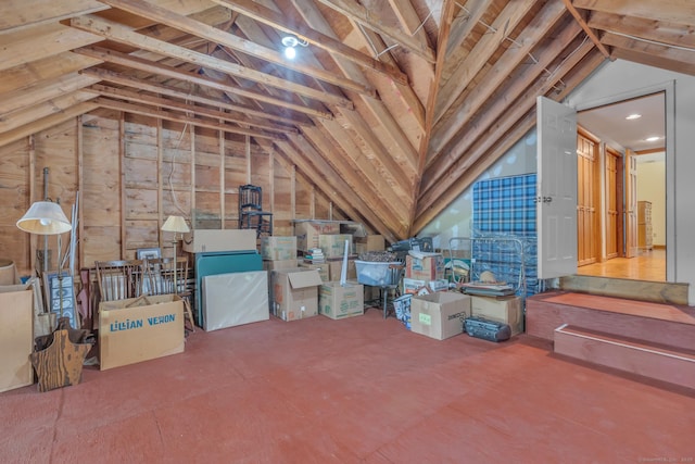 view of unfinished attic