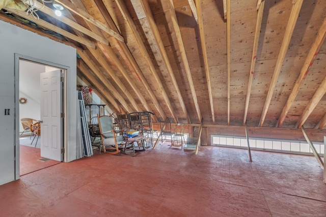 view of unfinished attic