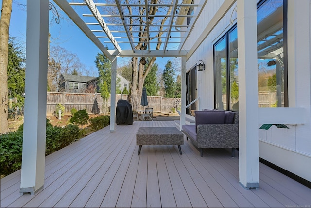 2 Donald Dr, Westport, CT 06880 - wooden deck featuring a pergola and a grill