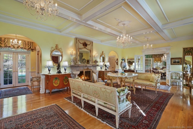 5 Northside Ln, Westport, CT 06880 - building lobby featuring crown molding, beam ceiling, and coffered ceiling