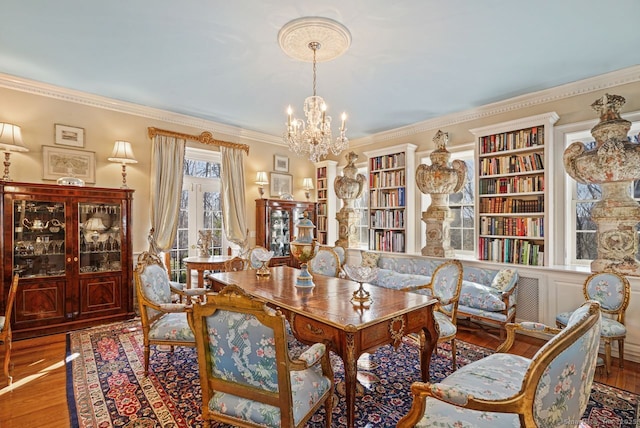 5 Northside Ln, Westport, CT 06880 - home office featuring a chandelier, crown molding, and wood finished floors
