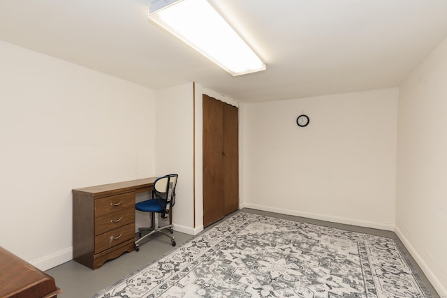 home office with baseboards