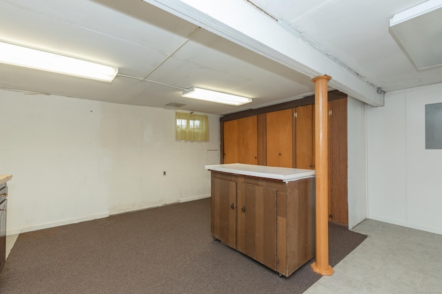 finished below grade area with electric panel and baseboards