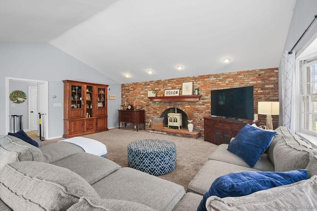 8 Gregory Ln, Simsbury, CT 06070 - carpeted living room featuring vaulted ceiling and baseboards