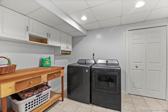 8 Gregory Ln, Simsbury, CT 06070 - laundry area with recessed lighting, cabinet space, washing machine and dryer, baseboards, and light tile patterned flooring