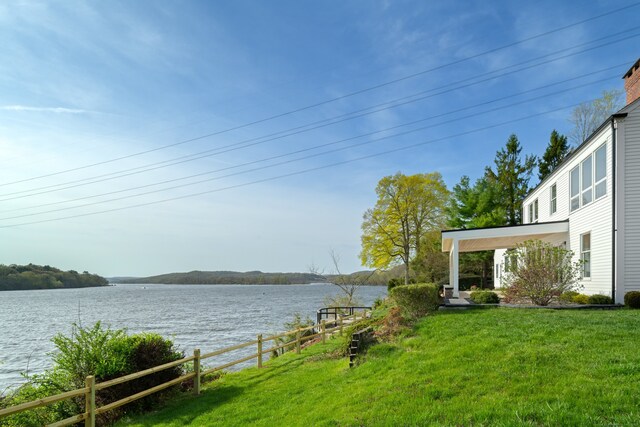 property view of water with fence