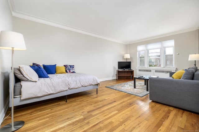 70 Strawberry Hill Ave Apt 3-2A, Stamford, CT 06902 - living area with ornamental molding, light wood-type flooring, radiator heating unit, and baseboards