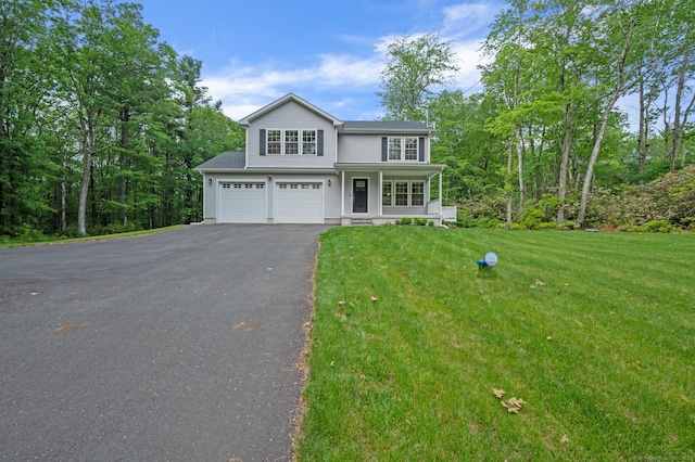 54 Edgerton Rd, Granby, CT 06090 - traditional home featuring driveway, a porch, a garage, and a front yard