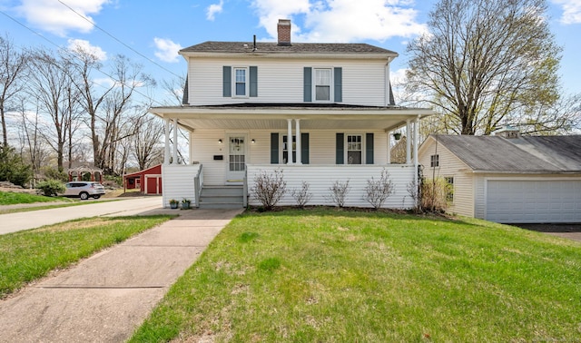 16 Academy St, Manchester, CT 06040 - view of front of home featuring a porch, a chimney, and a front yard