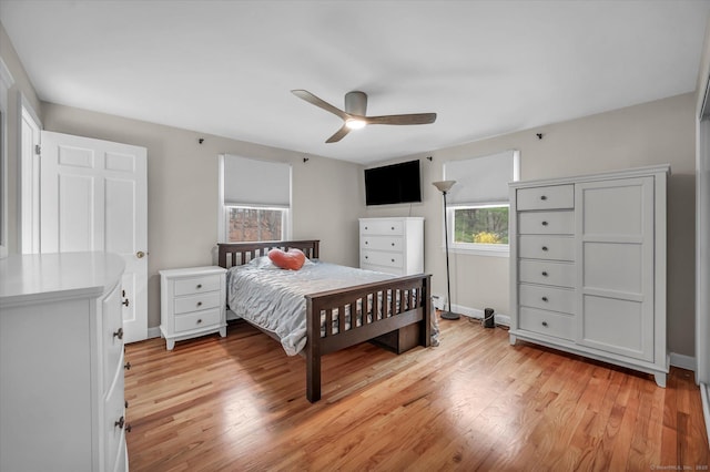 394 Woodhaven Rd, Glastonbury, CT 06033 - bedroom featuring ceiling fan, baseboards, and light wood finished floors
