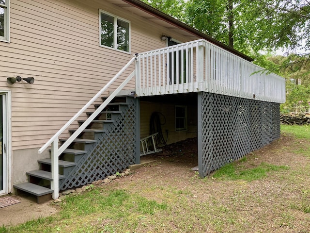 64 Sherwood Ln, Norwich, CT 06360 - rear view of property featuring a deck and stairs