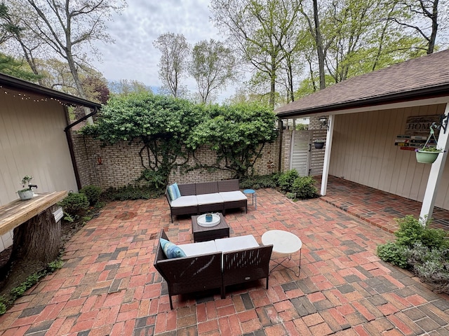 64 Sherwood Ln, Norwich, CT 06360 - view of patio / terrace featuring an outdoor hangout area and fence
