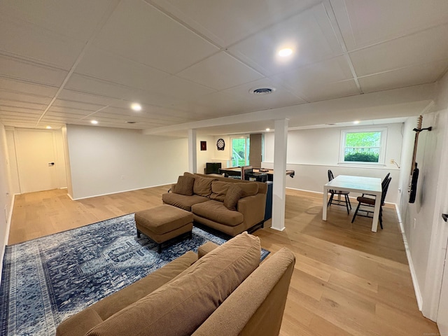 64 Sherwood Ln, Norwich, CT 06360 - living area featuring baseboards, light wood-type flooring, visible vents, and recessed lighting