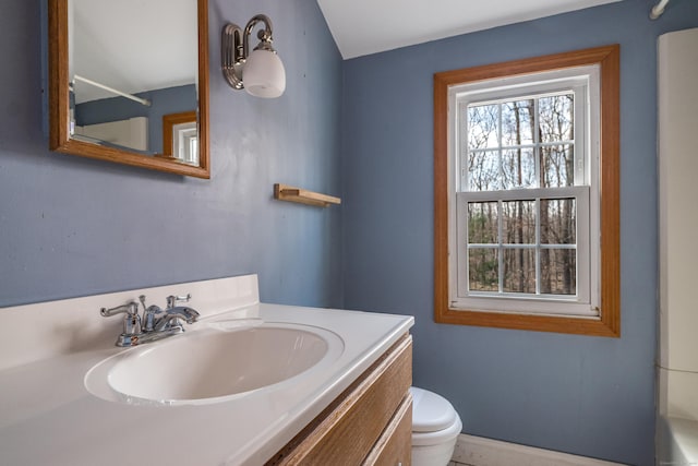 bathroom with toilet and vanity