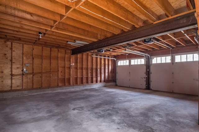 garage with a garage door opener
