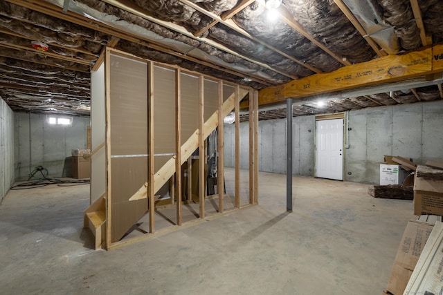 view of unfinished basement