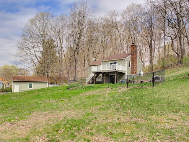 10 Versailles Rd, Lisbon, CT 06351 - view of yard featuring fence, stairway, and a deck