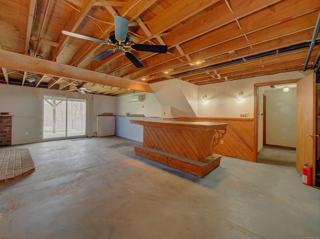 10 Versailles Rd, Lisbon, CT 06351 - below grade area with ceiling fan and a bar