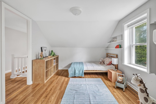 435 Lenox Rd, Fairfield, CT 06825 - bedroom featuring lofted ceiling, light wood-type flooring, and baseboards