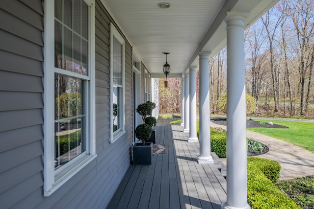 wooden deck featuring a porch