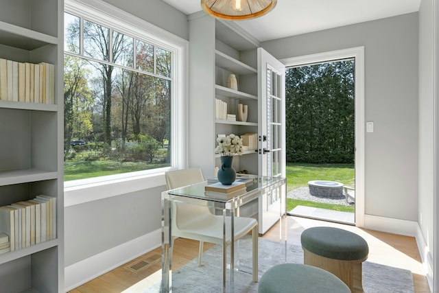4 Rabbit Ln, Darien, CT 06820 - office space featuring baseboards, wood finished floors, visible vents, and a wealth of natural light
