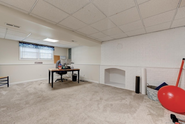 531 Oxbow Dr, Torrington, CT 06790 - office area featuring a drop ceiling, carpet flooring, and baseboards