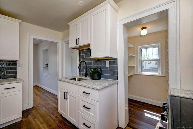 53 Bina Ave, Windsor, CT 06095 - kitchen featuring a sink, decorative backsplash, and white cabinets