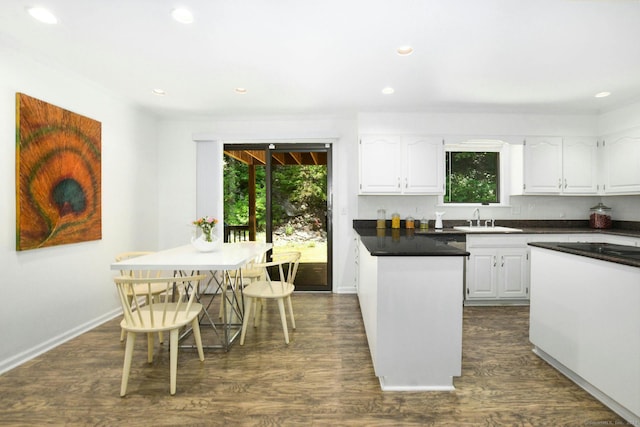 8 Oak Ln, Weston, CT 06883 - kitchen featuring a wealth of natural light, white cabinetry, a sink, and recessed lighting