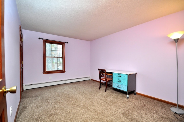 187 Hollister Dr, Avon, CT 06001 - interior space featuring light carpet, baseboard heating, baseboards, and a textured ceiling