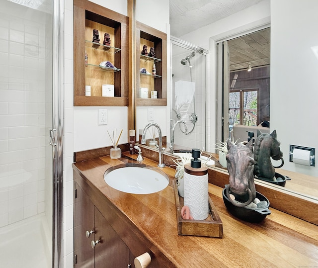 1177 Rock Rimmon Rd, Stamford, CT 06903 - full bath featuring track lighting, vanity, and a stall shower