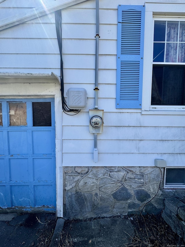 exterior details with electric meter