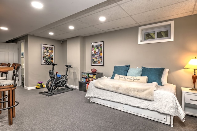 245 Paradise Ave, Hamden, CT 06514 - carpeted bedroom with baseboards, recessed lighting, and a paneled ceiling
