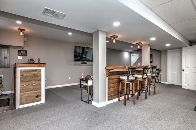 245 Paradise Ave, Hamden, CT 06514 - bar featuring carpet flooring, baseboards, visible vents, and bar area