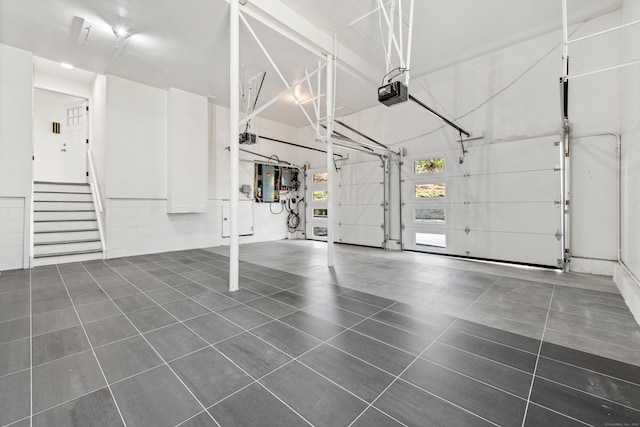 garage with a garage door opener